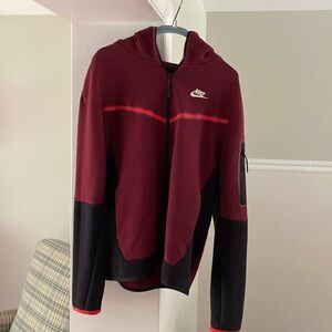 Nike maroon front zip hoodie, size medium